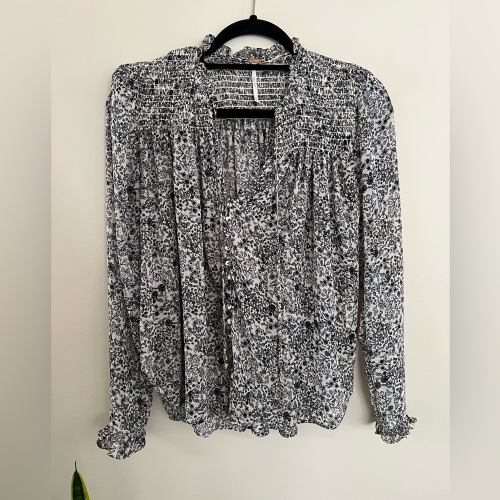 Free People Lela Floral Blouse, size XS